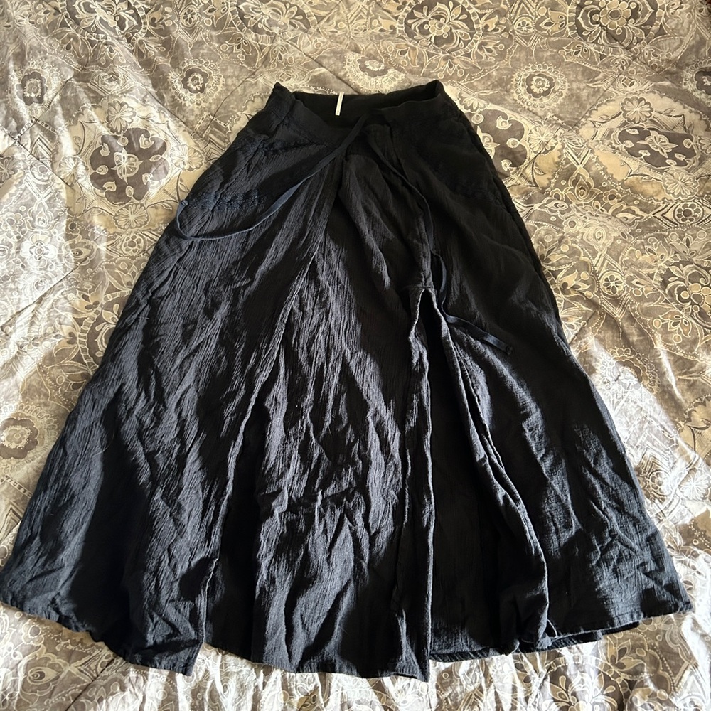 Free People Black Maxi Wrap Skirt